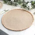4 Natural 15 in Round Burlap Jute PLACEMATS Braided Trim Party Event Decorations
