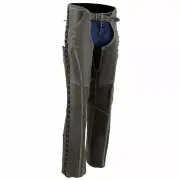 Milwaukee Leather Women Distress Grey Premium Leather Motorcycle Chaps w/ Accent