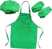 KONTONTY Chef Playset with Chef Hat Apron Complete Kitchen for Aged for Cooking Baking Painting Decorating Parties Green