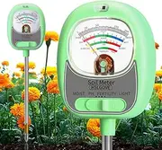 HSLGOVE Soil Test Kit,4-in-1 Soil Moisture Meter,Soil PH Meter/Fertility/Sun-Light, Large Dial Soil Tester,Moisture Meter for Plants, for Indoor& Outdoor Garden Use-Green