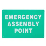 Warning Notice Sign Emergency Assembly Point 200x300mm Metal Safe Workshop EHS