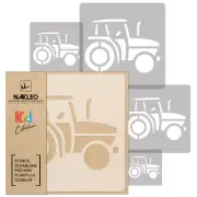 5x reusable PLASTIC Stencils / 13.4" to 3.5"/ Nursery KIDS Template / TRACTOR