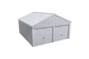 Stratco Domestic Gable Roof Shed Double Garage 5.45 x 6.21 x 2.4m Gable End Roller Door Zinc/Al