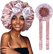 Satin Bonnet for Sleeping, Silk Hair Wrap Night Cap with Tie Band - Large Size, Double Layer, Perfect for Women