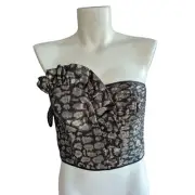Sass & Bide Size 10 Rhythm Maker Metallic Silver & Black Corset Top