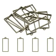 50Pcs Rectangle Alloy Open Back Bezel Pendants Resin Frame Bronze