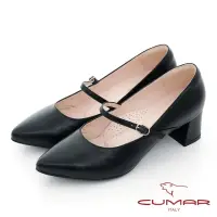 在飛比找momo購物網優惠-【CUMAR】優雅復古尖頭瑪莉珍粗跟鞋(黑色)