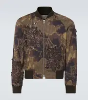 [Dries Van Noten] Dries Van Noten Sequined floral-appliqué bomber jacket AU 93 brown