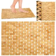 2 Pcs Bamboo Shower Mat Wood Bath Mat Bathroom Bamboo Rug Non Slip Waterproof...