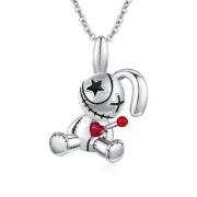 Voodoo Dolls Necklace 925 Sterling Silver Voodoo Dolls Bunny Pendant Gothic W...