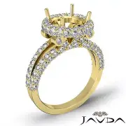 Diamond Engagement Ring Round Semi Mount 14k Yellow Gold Halo Pave Set 1.4Ctw