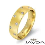 Round Bezel Mens Diamond Eternity Matt Polish Wedding Band 14k Yellow Gold 0.2Ct