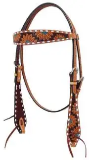 Rafter T Turquoise Sunflower Browband Headstall NEW