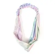Nollia Ladies Criss Cross Elastic Stretch Headband Shiny Metallic Light Rainbow