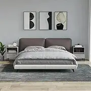 Grey Sonoma Bedside Cabinets Set of 2 with Drawer and Compartment, 40x35x50 cm, Durable Engineered Wood with Metal Feet for Bedroom Storage and Decor