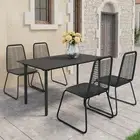5 Piece Garden Dining Set PVC Rattan Black Outdoor Furniture Patio Table C 60132