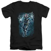 Justice League Black Lightning Bolts Men's V-Neck T-Shirt