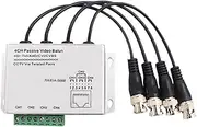 4 Channel Passive Video Balun Transceiver, BNC to Cat5/5E/6 RJ45 UTP Cable Converter