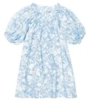[Paade Mode] Paade Mode Balloon-sleeve floral cotton dress Y 12 blue