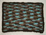 New Uniq Handmade Crochet 13 x 19 Square Table Candle Mat Centerpiece Brown Blue