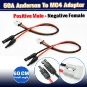 2 FOR MC-4 CONNECTOR TO 50AMP ANDERSON PLUG SOLAR CABLE ADAPTOR WIRING LEAD 60CM