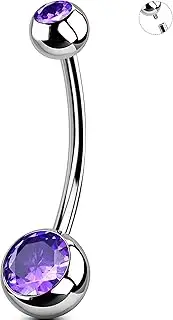 [OUFER] 14G Titanium Belly Button Piercing 10/12/14/16 mm Purple Belly Button Piercing Jewellery Titanium Belly Button Ring for Women Internal Thread Belly Button Piercing