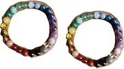 [zhuBAOHE] Bohemia Rainbow Beaded Sports Bracelets Tiger Eye Agate Crystal Yoga Stone Bangle for Men Teen Boys Gifts Fathers Day