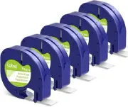 5 Label KINGDOM 91330 Compatible Dymo Letratag Refills 12Mm X 4M (1/2" X 13')