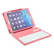 Wireless Bluetooth English Keyboard Cover Case for iPad 5 iPad Air - Pink