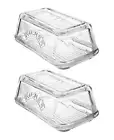 2x Kilner Glass Butter Dish Dishwasher Microwave Safe Container Tableware