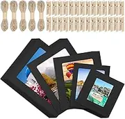 Swpeet 105Pcs Paper Photo Frames Set, Hanging Photo Display Frames, Cardboard Picture Frames, Includes 3 Inch/4 Inch/5 Inch/6 Inch/7 Inch Hanging Album Frame Each for 10Pcs, 50Pcs Clips, 5Pcs String