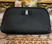 NWT Salvatore Ferragamo Signorina Pouch 2020 Black Make Up Case Made in Italy