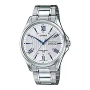 Casio Men's Stainless Steel Quartz Watch MTP-1384D-7A2V - Elegant White Dial wit