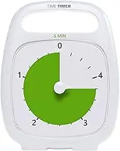 Time Timer Plus 5 Minute Visual Analog Timer Optional Alert (VolumeControl Dial) No Loud Ticking; Time Management Tool
