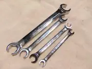 NEW SNAP ON 4 pc 6-Point SAE Flank Drive® Double End Flare Nut Wrench Set tools