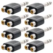 8x 6.35mm 1/4" Stereo Male to Dual RCA Female Y Splitter Audio Adapter Connector