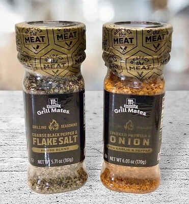 2 McCormick Grill Mates Coarse Black Pepper Flake Salt Smoked Paprika Onion