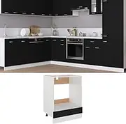 Black Oven Cabinet 60x46x81.5 cm - Engineered Wood Kitchen Storage Solution with Shelf for Home Cooking Area