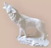 Wolf howling on rocks #2 Ready to Paint, Unpainted Ceramic Bisque