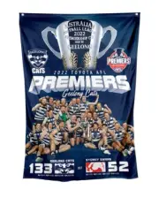Geelong Cats 2022 Premiers Premiership AFL Team Image Wall Flag Man Cave Gift