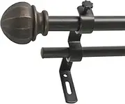 Montevilla 5/8-Inch Facet Ball Double Window Treatment Rod Set, 26 to 48-Inch, Vintage Bronze