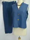 Versailles Womens 2 Pc Pant Suit set crop pants sleeveless top linen bld 12P NWT