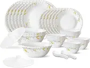 [HIMANSH STORE] Bella Silk Series Opalware Dinner Set | 35 Pieces for Family of 6 | Microwave & Dishwasher Safe | Bone-Ash Free | Crockery Set for Dining & Gifting | Plates & Bowls | White