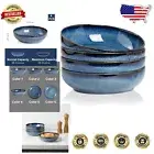 Set of 4 Royal Blue 30oz Pasta Bowls - Stylish & Dishwasher Safe Dinnerware