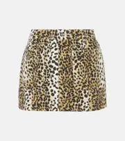 [Blumarine] Blumarine Leopard-print cotton miniskirt AU 10 brown