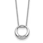 Sterling Silver Sentimental Expressions Rhodium-Plated Cz Simplicity 18In Necklace