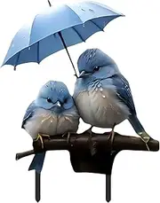 Générique Garden Stakes Decorative, 2D Acrylic Ground Insert, Blue Bird with Umbrella, Whimsical Yard Sign & Weather Resistant Design, Ideal for Patio and Backyard, 11.81 x 9.25 inches