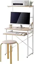 Iris Ohyama TDK-6042 Office PC Desk - Width 23.6 x Depth 16.5 x Height 50.0 Inches (60 x 42 x 127 cm) - Work Desk, Assembly Item, Light Natural/White