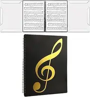 Yharnamite Sheet Music Folder, 4 Page Expand Music File Folder, A4 Score Folder, Waterproof Writable Spiral Bound Sheet Music Binder/Holder, File Storage Folder, Music Stand (Black)