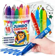 Momo & Nashi Toddler Crayons - 18pc Large Crayons Twistable Crayons For Kids 4+y